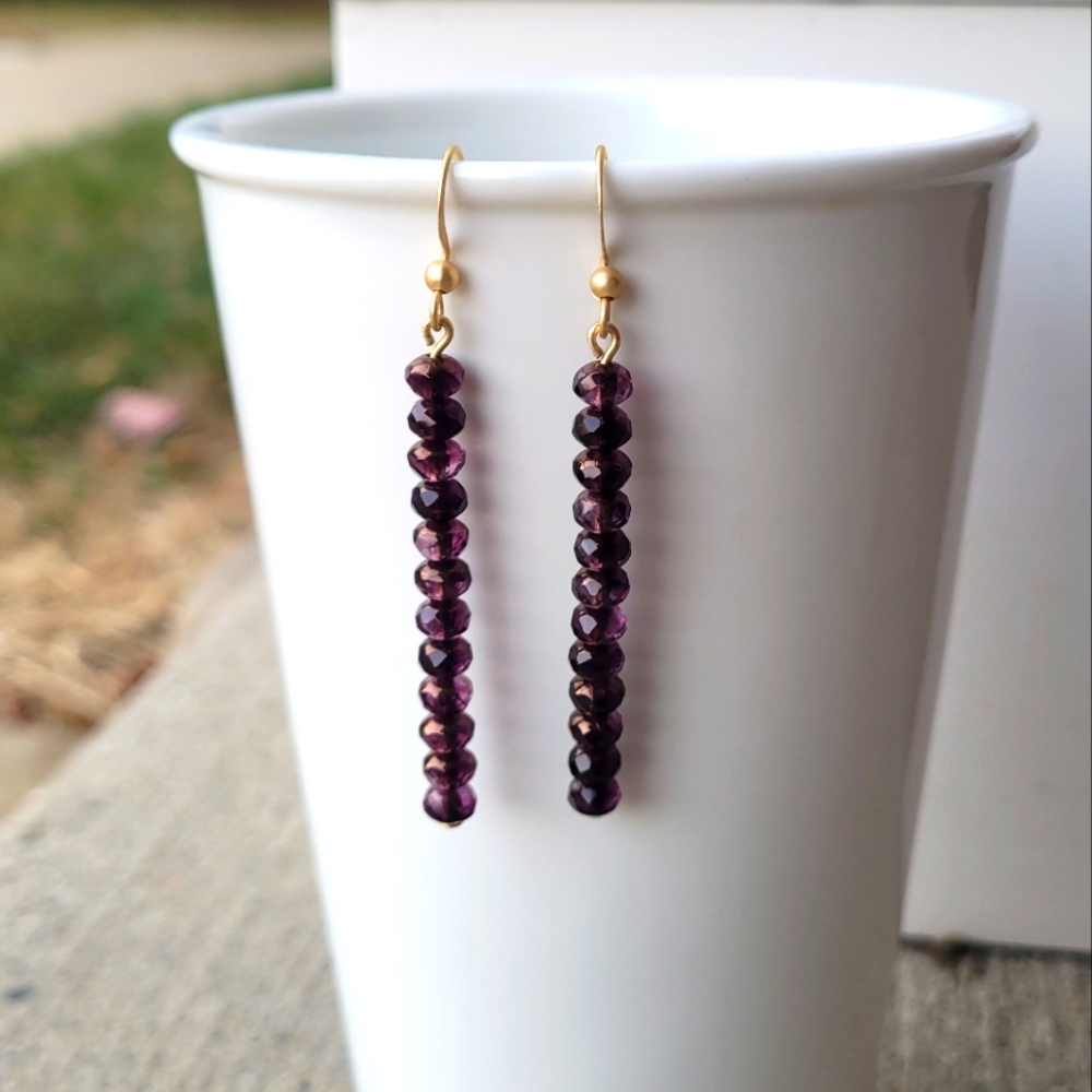 Handmade Linear Amethyst Earrings NWOT